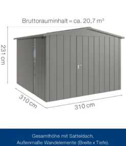 Hörmann Metallgerätehaus Juno JSD14 M-Sk Motiv Modern bodentiefes Fenster, ca. B333/H231/T325 cm