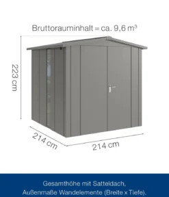 Hörmann Metallgerätehaus Juno JSD5 L-Sk Motiv Design bodentiefes Fenster mit Doppeltür, ca. B237/H223/T229 cm