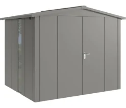 Hörmann Metallgerätehaus Juno JSD9 L-Sk Motiv Design bodentiefes Fenster mit Doppeltür, ca. B285/H227/T237 cm
