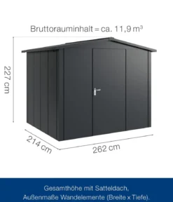 Hörmann Metallgerätehaus Juno JSD9 L-Sk Motiv Design, ca. B285/H227/T237 cm
