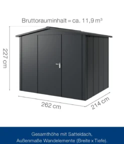 Hörmann Metallgerätehaus Juno JSD9 L-Sk Motiv Design, ca. B285/H227/T237 cm