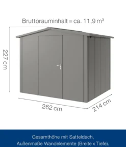 Hörmann Metallgerätehaus Juno JSD9 L-Sk Motiv Design, ca. B285/H227/T237 cm