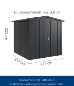 Hörmann Metallgerätehaus Juno JSD5 M-Sk Motiv Modern mit Doppeltür, ca. B237/H223/T229 cm
