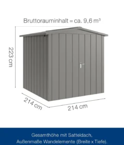 Hörmann Metallgerätehaus Juno JSD5 M-Sk Motiv Modern mit Doppeltür, ca. B237/H223/T229 cm
