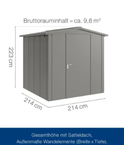Hörmann Metallgerätehaus Juno JSD5 L-Sk Motiv Design, ca. B237/H223/T229 cm