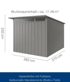 Hörmann Metallgerätehaus Juno JPD11 M-Sk Motiv Modern, ca. B277/H232/T358 cm