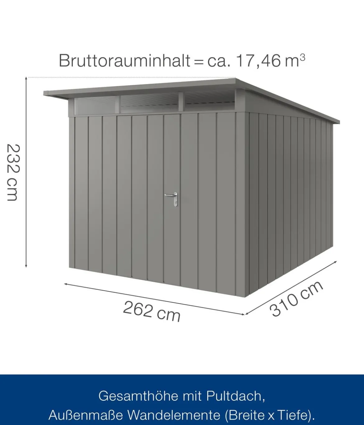Hörmann Metallgerätehaus Juno JPD11 M-Sk Motiv Modern, ca. B277/H232/T358 cm