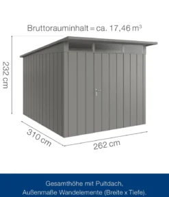 Hörmann Metallgerätehaus Juno JPD11 M-Sk Motiv Modern, ca. B277/H232/T358 cm