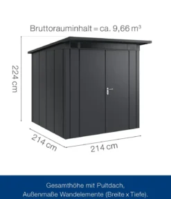 Hörmann Metallgerätehaus Juno JPD5 L-Sk Motiv Design mit Doppeltür, ca. B229/H224/T262 cm