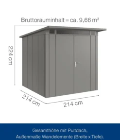 Hörmann Metallgerätehaus Juno JPD5 L-Sk Motiv Design mit Doppeltür, ca. B229/H224/T262 cm