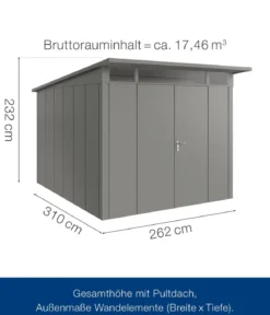 Hörmann Metallgerätehaus Juno JPD11 L-Sk Motiv Design mit Doppeltür, ca. B277/H232/T358 cm