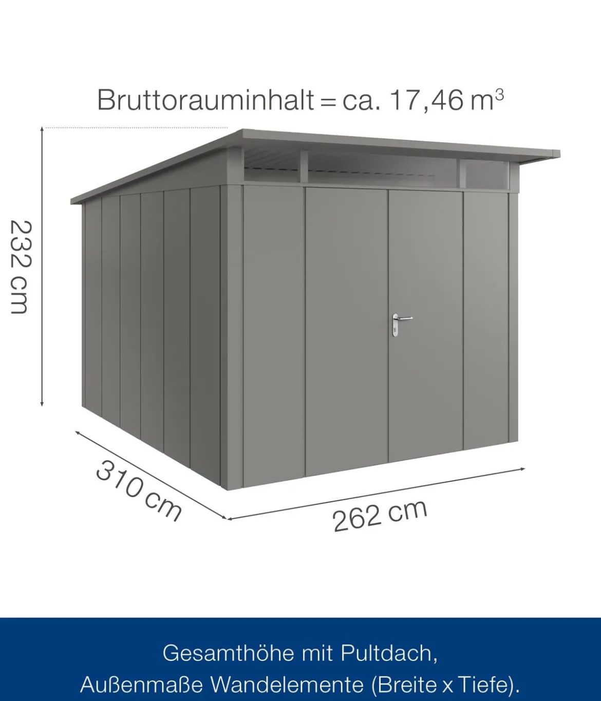 Hörmann Metallgerätehaus Juno JPD11 L-Sk Motiv Design mit Doppeltür, ca. B277/H232/T358 cm