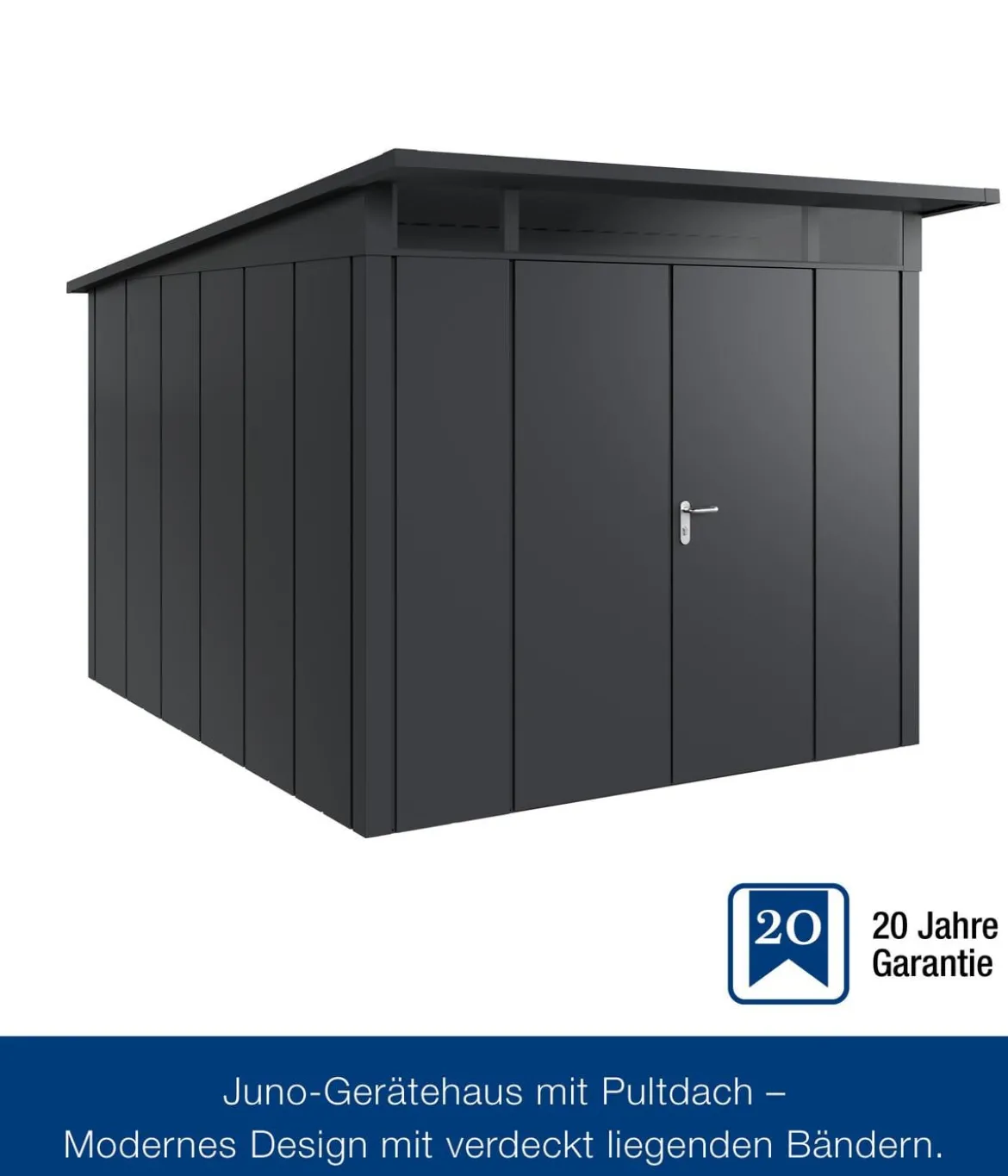 Hörmann Metallgerätehaus Juno JPD11 L-Sk Motiv Design mit Doppeltür, ca. B277/H232/T358 cm