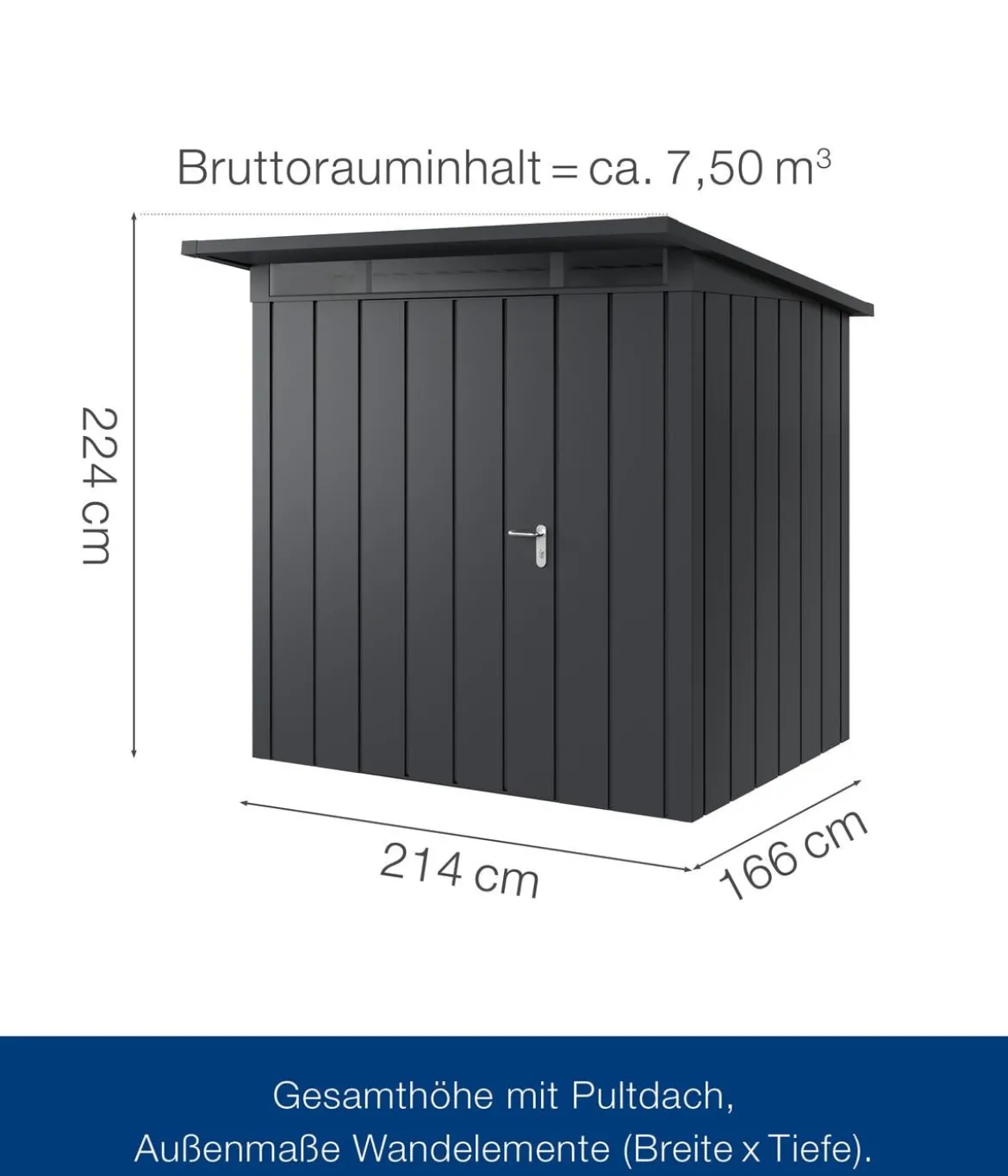 Hörmann Metallgerätehaus Juno JPD4 M-Sk Motiv Modern, ca. B229/H224/T214 cm