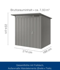 Hörmann Metallgerätehaus Juno JPD4 M-Sk Motiv Modern, ca. B229/H224/T214 cm