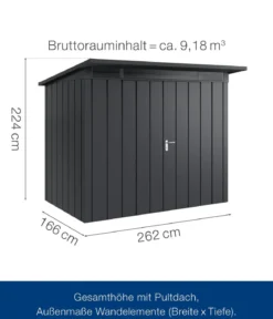 Hörmann Metallgerätehaus Juno JPD8 M-Sk Motiv Modern mit Doppeltür, ca. B277/H224/T214 cm