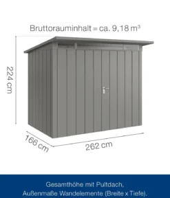 Hörmann Metallgerätehaus Juno JPD8 M-Sk Motiv Modern mit Doppeltür, ca. B277/H224/T214 cm