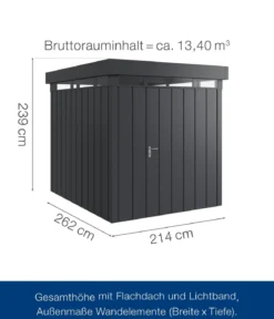Hörmann Metallgerätehaus Juno mit Lichtband JFD6 M-Sk, ca. B229/H239/T277 cm