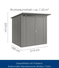 Hörmann Metallgerätehaus Juno JPD4 L-Sk Motiv Design mit Doppeltür, ca. B229/H224/T214 cm
