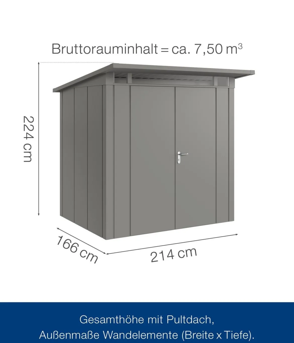 Hörmann Metallgerätehaus Juno JPD4 L-Sk Motiv Design mit Doppeltür, ca. B229/H224/T214 cm
