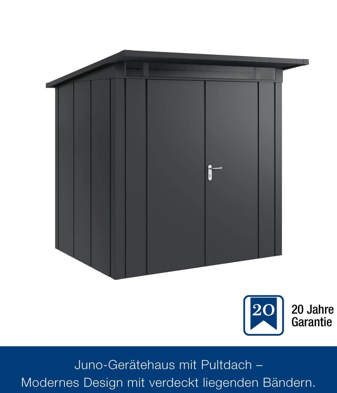 Hörmann Metallgerätehaus Juno JPD4 L-Sk Motiv Design mit Doppeltür, ca. B229/H224/T214 cm