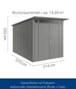 Hörmann Metallgerätehaus Juno JPD7 L-Sk Motiv Design mit Doppeltür, ca. B229/H232/T358 cm