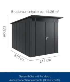 Hörmann Metallgerätehaus Juno JPD7 L-Sk Motiv Design mit Doppeltür, ca. B229/H232/T358 cm