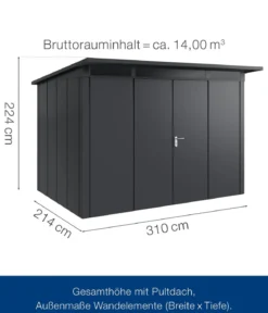 Hörmann Metallgerätehaus Juno JPD12 L-Sk Motiv Design mit Doppeltür, ca. B325/H224/T262 cm