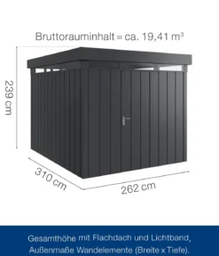 Hörmann Metallgerätehaus Juno mit Lichtband JFD11 M-Sk, ca. B277/H239/T325 cm
