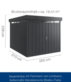 Hörmann Metallgerätehaus Juno mit Lichtband & Doppeltür JFD11 M-Sk, ca. B277/H239/T325 cm