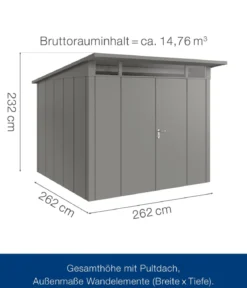 Hörmann Metallgerätehaus Juno JPD10 L-Sk Motiv Design mit Doppeltür, ca. B277/H232/T310 cm