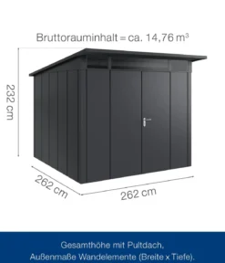 Hörmann Metallgerätehaus Juno JPD10 L-Sk Motiv Design mit Doppeltür, ca. B277/H232/T310 cm