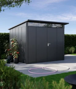 Hörmann Metallgerätehaus Juno JPD10 L-Sk Motiv Design mit Doppeltür, ca. B277/H232/T310 cm
