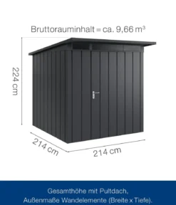 Hörmann Metallgerätehaus Juno JPD5 M-Sk Motiv Modern, ca. B229/H224/T262 cm