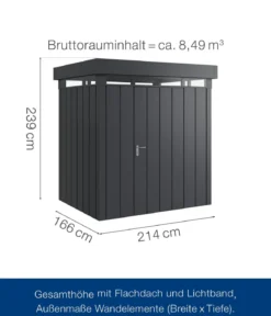 Hörmann Metallgerätehaus Juno mit Lichtband JFD4 M-Sk, ca. B229/H239/T181 cm