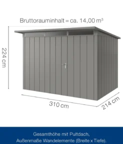 Hörmann Metallgerätehaus Juno JPD12 M-Sk Motiv Modern, ca. B325/H224/T262 cm