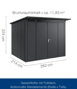 Hörmann Metallgerätehaus Juno JPD9 L-Sk Motiv Design mit Doppeltür, ca. B277/H224/T262 cm