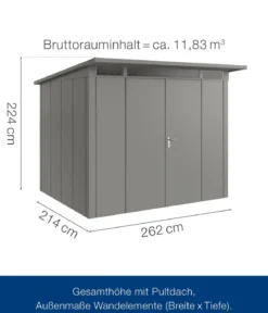 Hörmann Metallgerätehaus Juno JPD9 L-Sk Motiv Design mit Doppeltür, ca. B277/H224/T262 cm