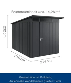 Hörmann Metallgerätehaus Juno JPD7 M-Sk Motiv Modern, ca. B229/H232/T358 cm
