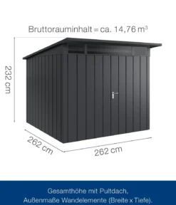 Hörmann Metallgerätehaus Juno JPD10 M-Sk Motiv Modern mit Doppeltür, ca. B277/H232/T310 cm