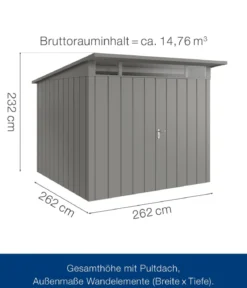 Hörmann Metallgerätehaus Juno JPD10 M-Sk Motiv Modern mit Doppeltür, ca. B277/H232/T310 cm