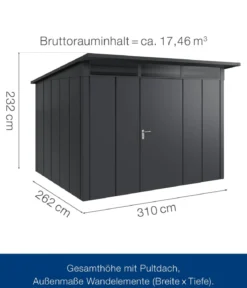 Hörmann Metallgerätehaus Juno JPD13 L-Sk Motiv Design, ca. B325/H232/T310 cm