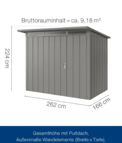 Hörmann Metallgerätehaus Juno JPD8 M-Sk Motiv Modern, ca. B277/H224/T214 cm