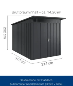 Hörmann Metallgerätehaus Juno JPD7 M-Sk Motiv Modern mit Doppeltür, ca. B229/H232/T358 cm