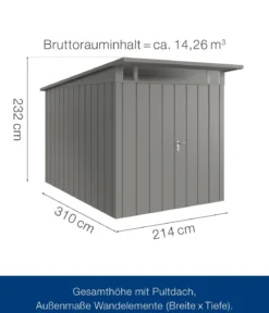 Hörmann Metallgerätehaus Juno JPD7 M-Sk Motiv Modern mit Doppeltür, ca. B229/H232/T358 cm