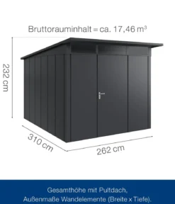 Hörmann Metallgerätehaus Juno JPD11 L-Sk Motiv Design, ca. B277/H232/T358 cm