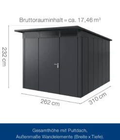 Hörmann Metallgerätehaus Juno JPD11 L-Sk Motiv Design, ca. B277/H232/T358 cm