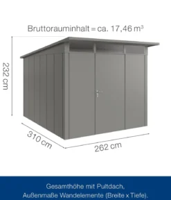 Hörmann Metallgerätehaus Juno JPD11 L-Sk Motiv Design, ca. B277/H232/T358 cm
