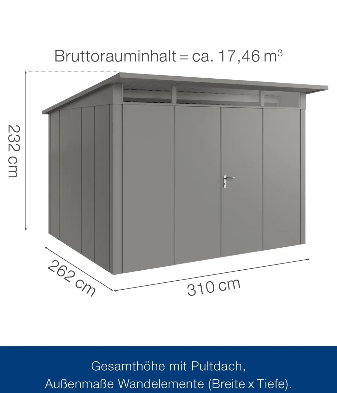 Hörmann Metallgerätehaus Juno JPD13 L-Sk Motiv Design mit Doppeltür, ca. B325/H232/T310 cm