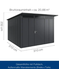 Hörmann Metallgerätehaus Juno JPD14 L-Sk Motiv Design, ca. B325/H232/T358 cm